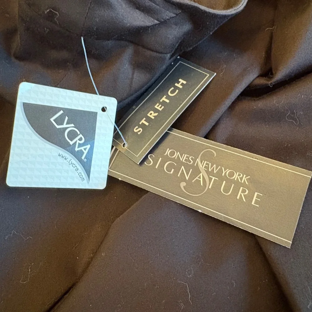 Jones New York Signature Pants Size 12 Black‎ Cotton Stretch Straight Leg Career - Picture 7 of 12